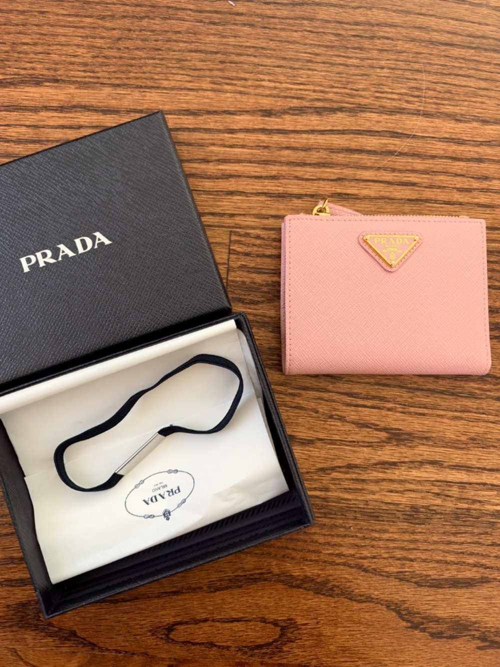 Prada Small Saffiano Leather Wallet Light Pink